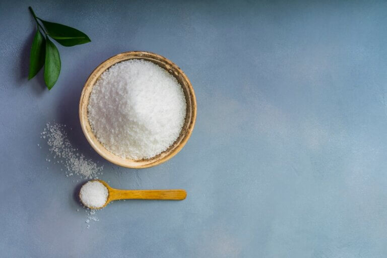 Salt in a bowl and spoon